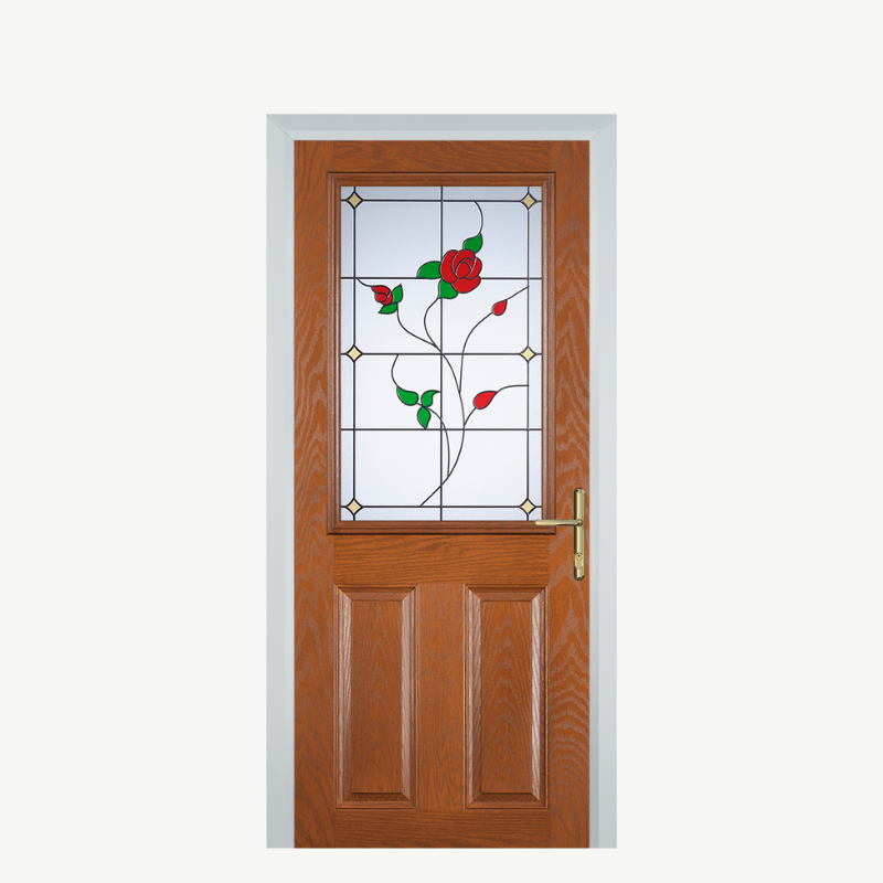 Door F 2 Panel 1 Square Oak English Rose image 0