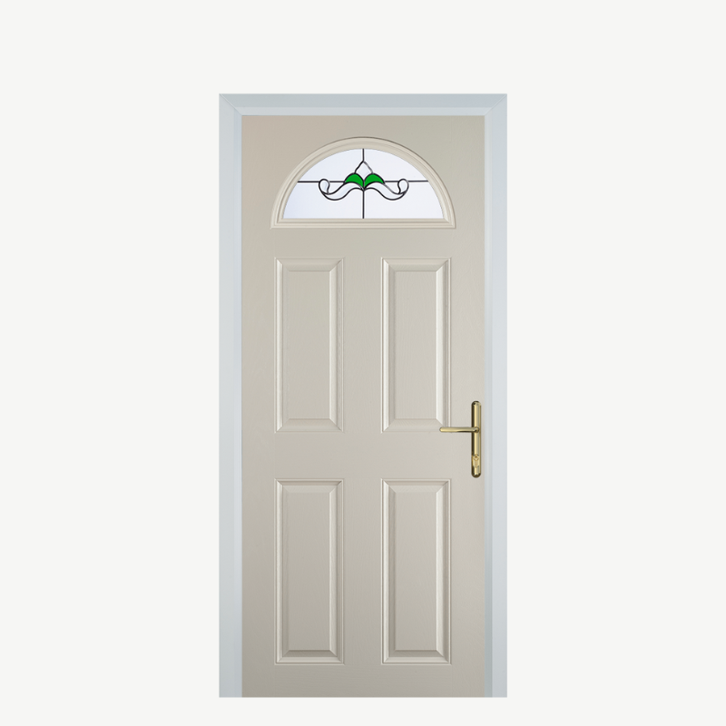 Door D 4 Panel 1 Arch Cream Crystal Bohemia Green image 0