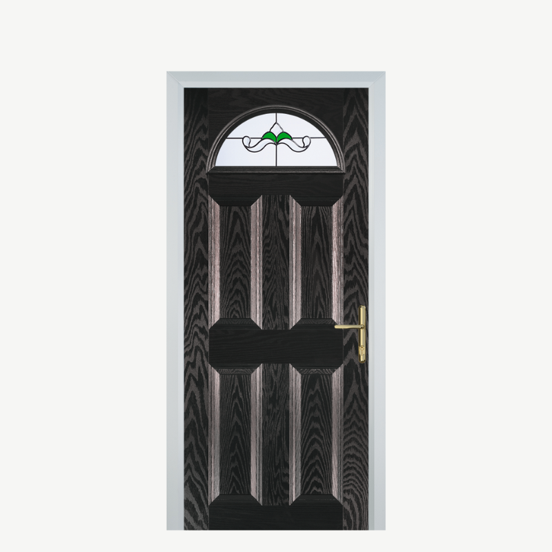 Door D 4 Panel 1 Arch Black Brown Crystal Bohemia Green image 0