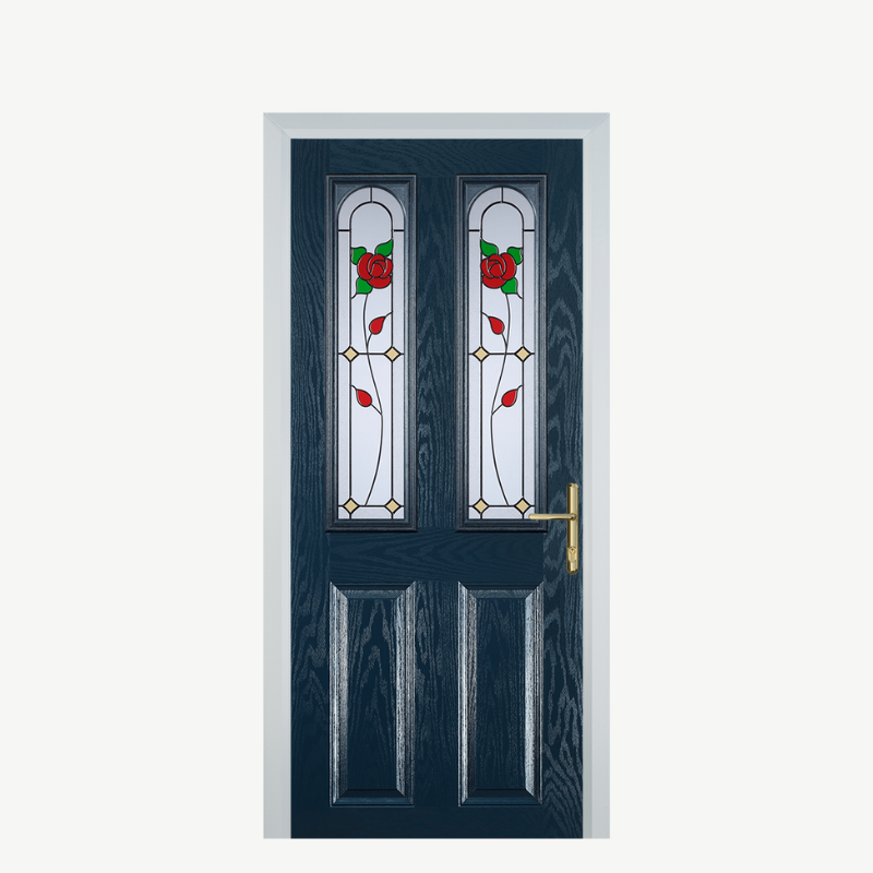 Door A 2 Panel 2 Arch Blue English Rose image 0