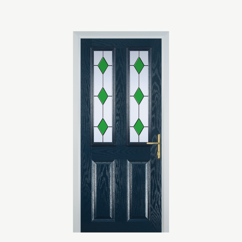Door C 2 Panel 2 Square Blue 3 Drop Diamond Green image 0