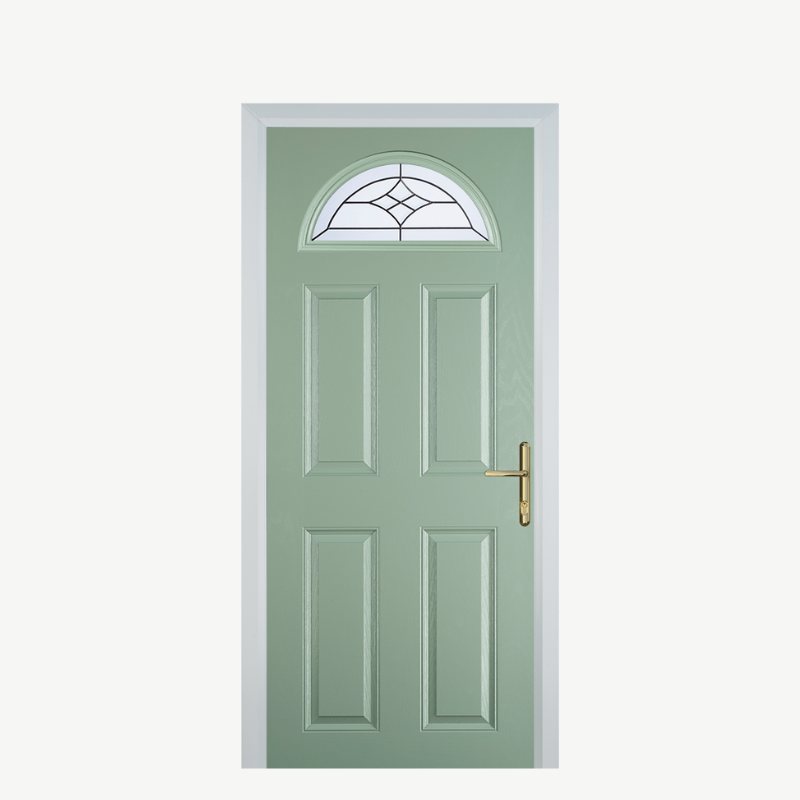 Door D 4 Panel 1 Arch Chartwell Green Crystal Harmony Frost image 0