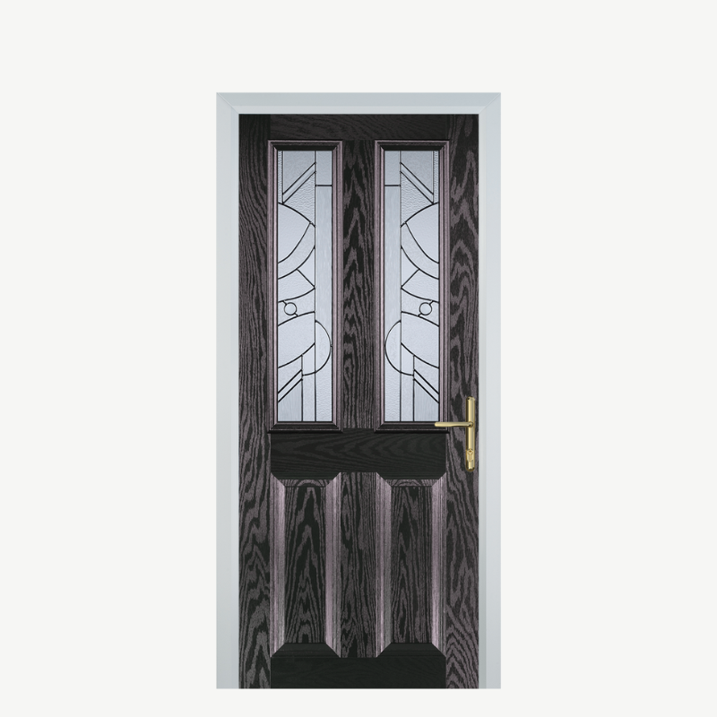 Door C 2 Panel 2 Square Black Brown Zinc Art Abstract image 0