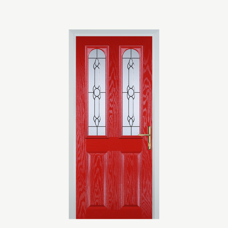 Door A 2 Panel 2 Arch Poppy Red (High Gloss) Crystal Bohemia image 0