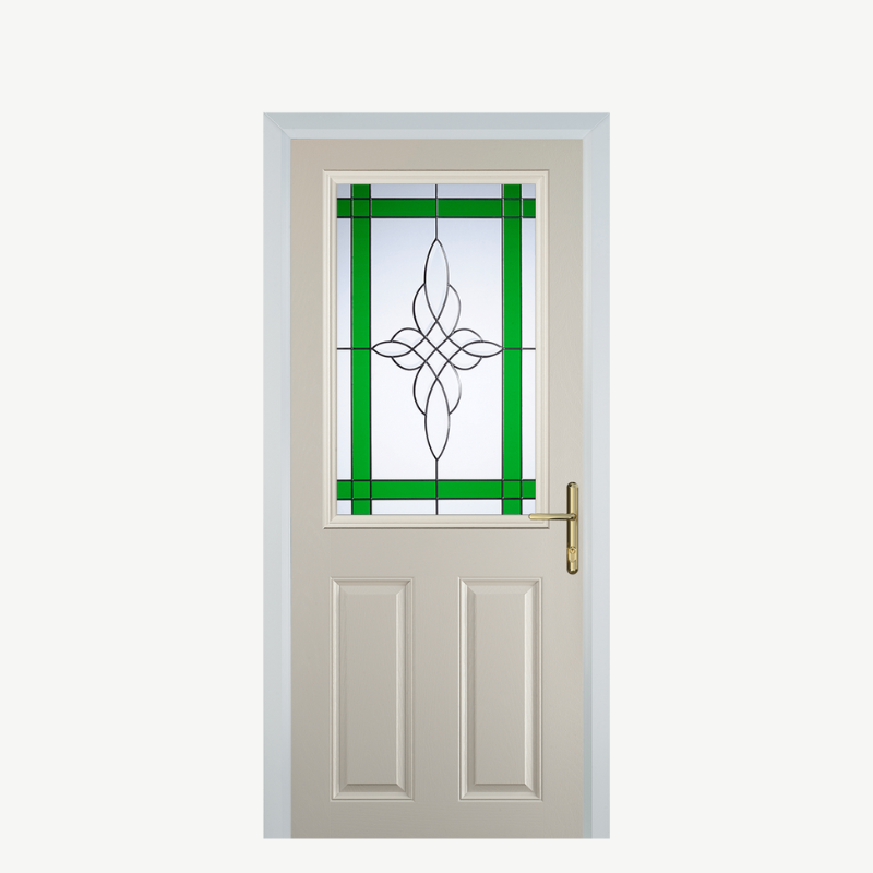 Door F 2 Panel 1 Square Cream Crystal Harmony Green image 0
