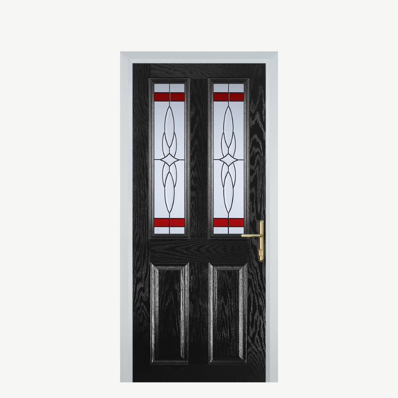 Door C 2 Panel 2 Square Black Crystal Harmony Red image 0