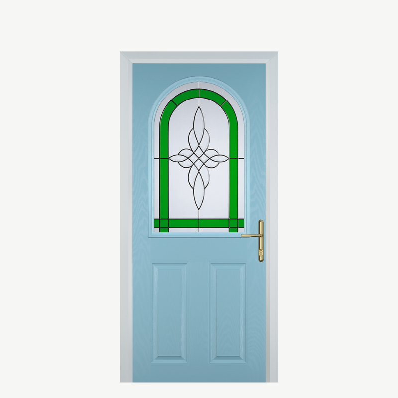 Door E 2 Panel 1 Arch Duck Egg Blue Crystal Harmony Green image 0