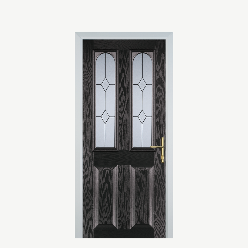 Door A 2 Panel 2 Arch Black Brown Classic image 0