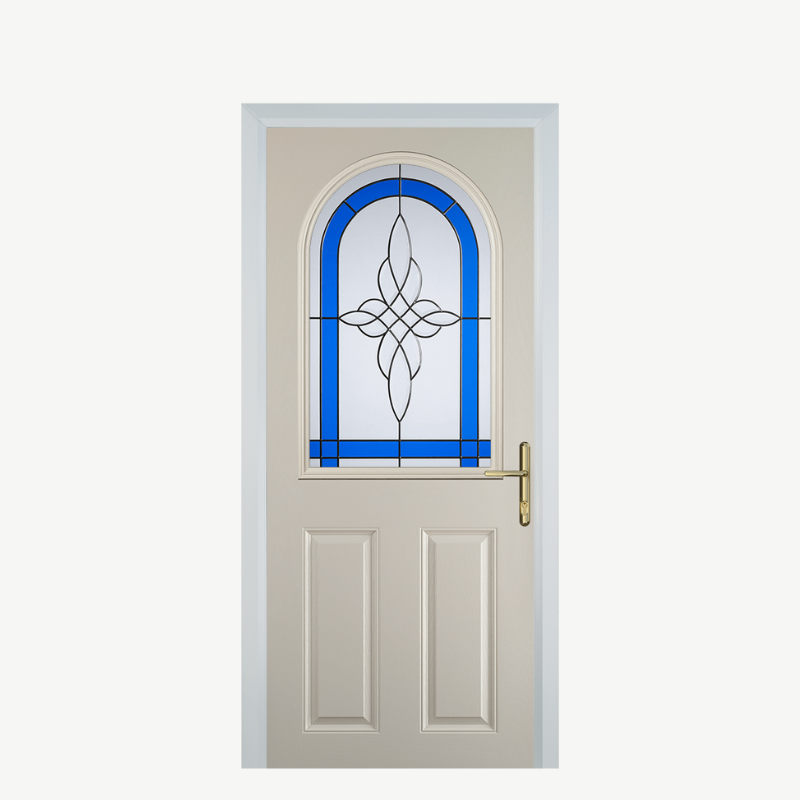 Door E 2 Panel 1 Arch Cream Crystal Harmony Blue image 0