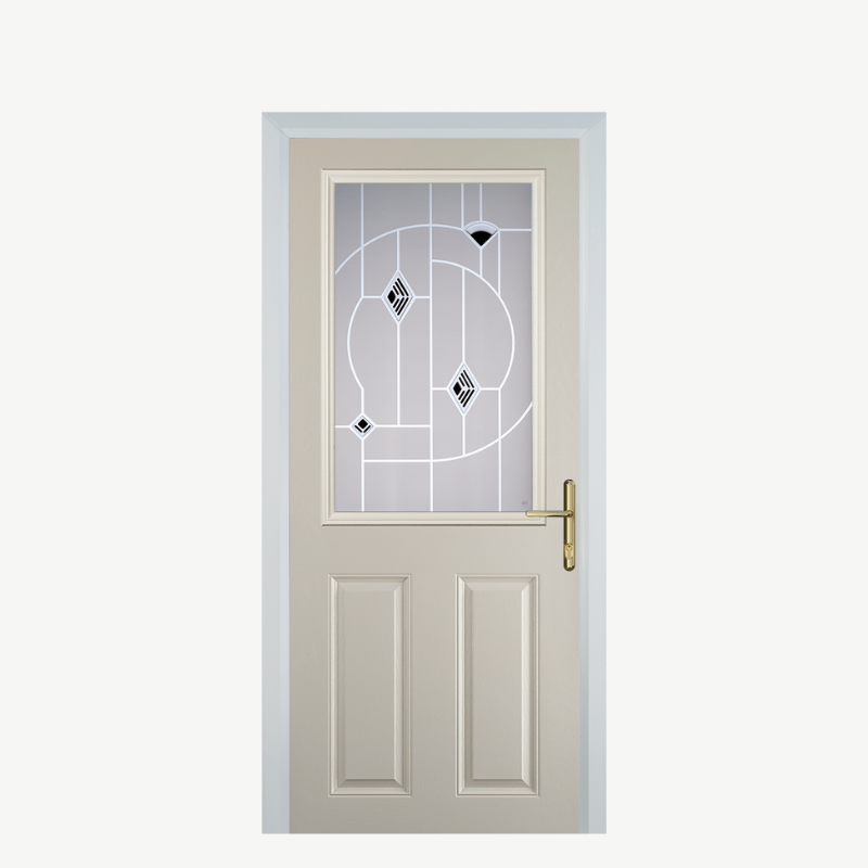 Door F 2 Panel 1 Square Cream Murano Black image 0