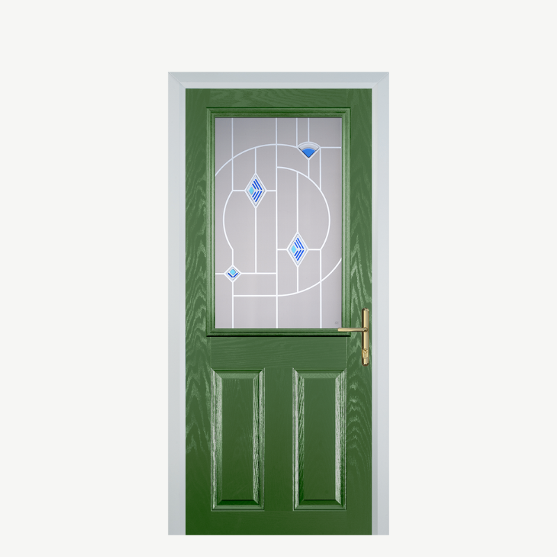 Door F 2 Panel 1 Square Fern Green Murano Blue image 0