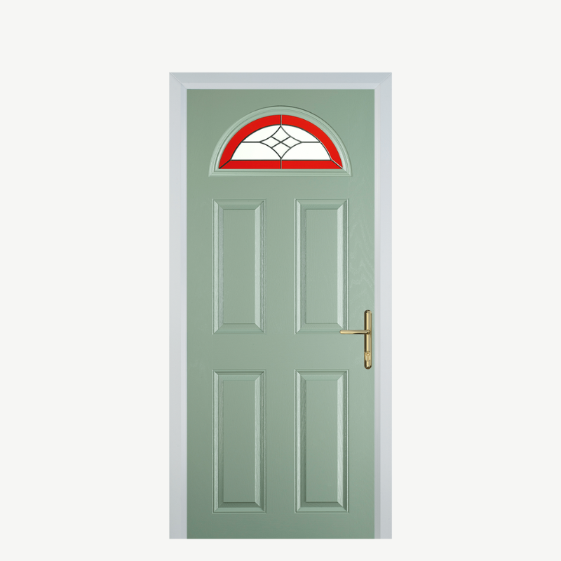 Door D 4 Panel 1 Arch Chartwell Green Crystal Harmony Red image 0