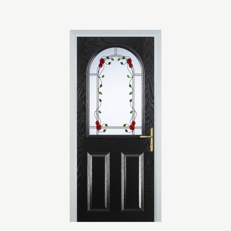 Door E 2 Panel 1 Arch Black Mackintosh Rose image 0