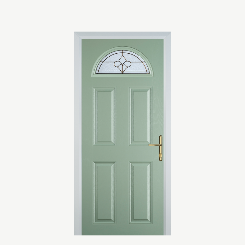 Door D 4 Panel 1 Arch Chartwell Green Brass Art Clarity image 0