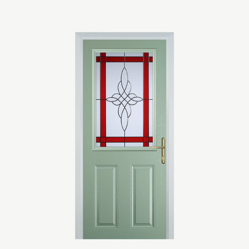Door F 2 Panel 1 Square Chartwell Green Crystal Harmony Red image 0