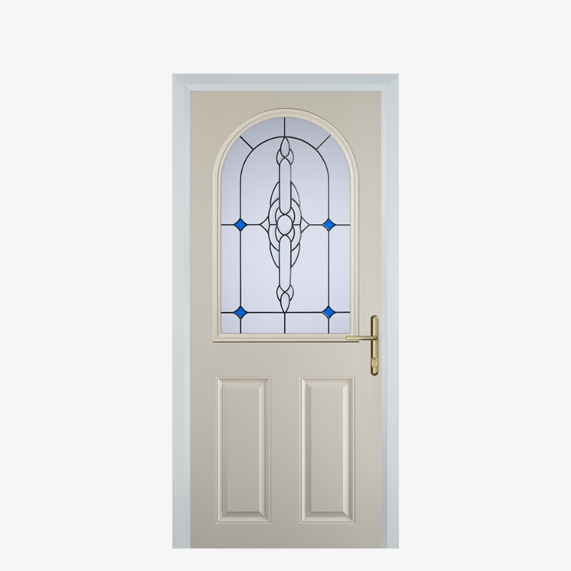 Door E 2 Panel 1 Arch Cream Crystal Bohemia Green image 0
