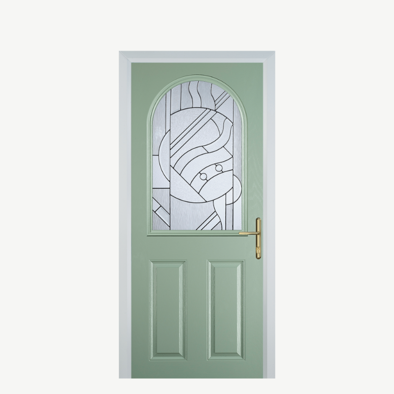 Door E 2 Panel 1 Arch Chartwell Green Zinc Art Abstract image 0