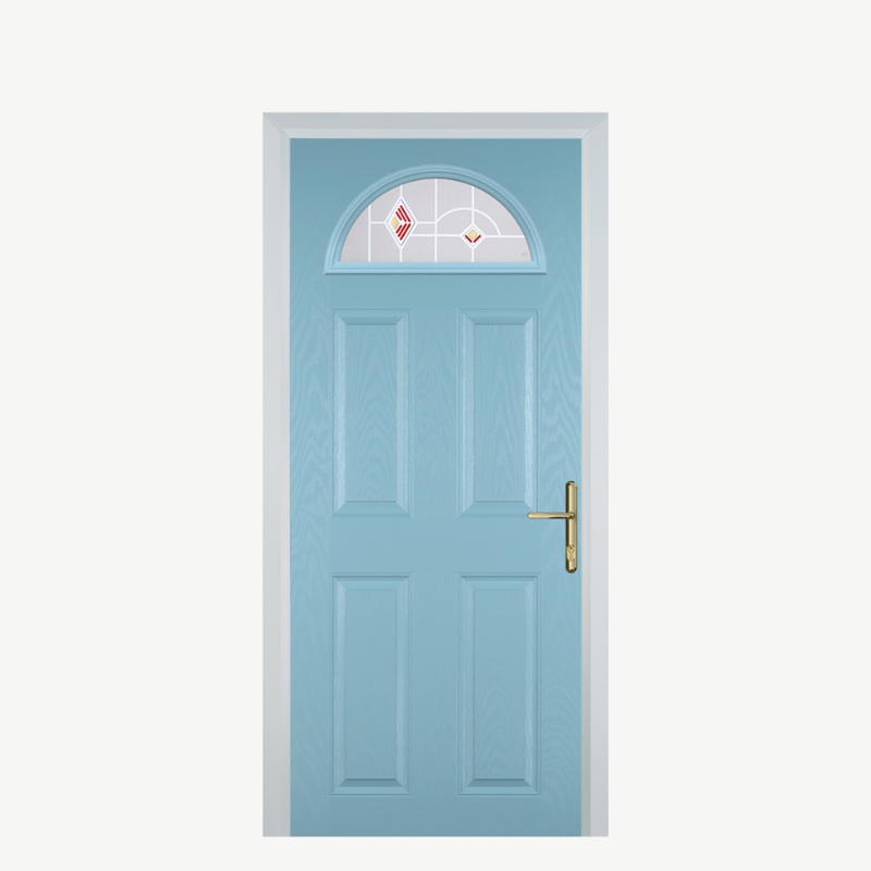 Door D 4 Panel 1 Arch Duck Egg Blue Murano Red image 0