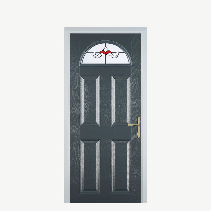Door D 4 Panel 1 Arch Grey Crystal Bohemia Red image 0