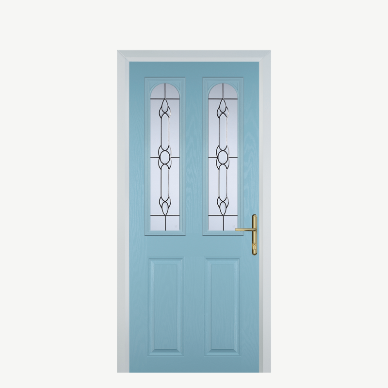 Door A 2 Panel 2 Arch Duck Egg Blue Crystal Bohemia image 0