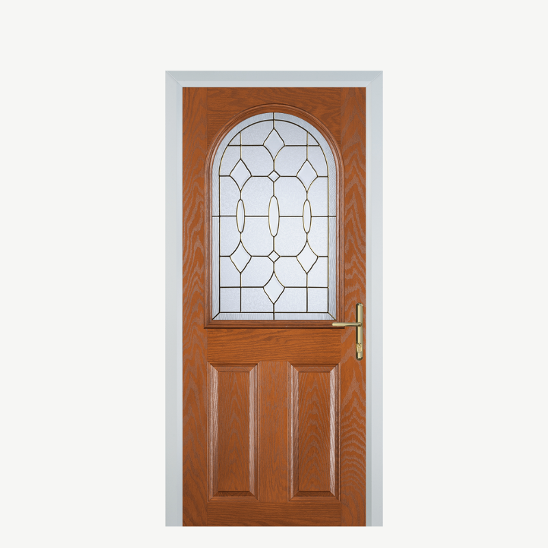 Door E 2 Panel 1 Arch Oak Brass Art Clarity image 0