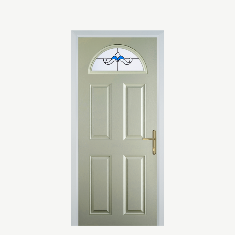 Door D 4 Panel 1 Arch Pebble Grey Crystal Bohemia Blue image 0