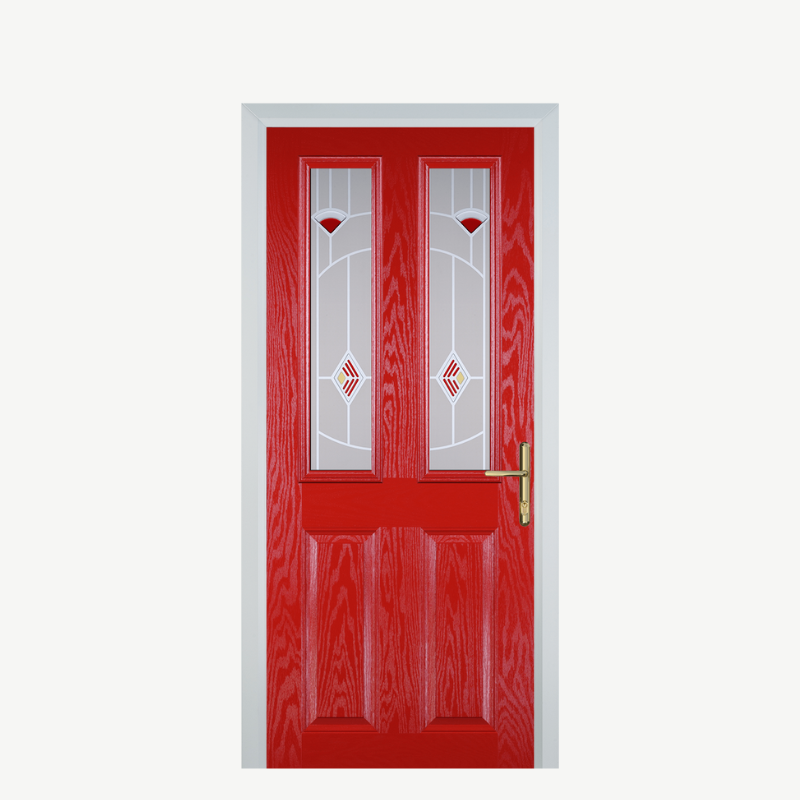 Door C 2 Panel 2 Square Poppy Red (High Gloss) Murano Red image 0
