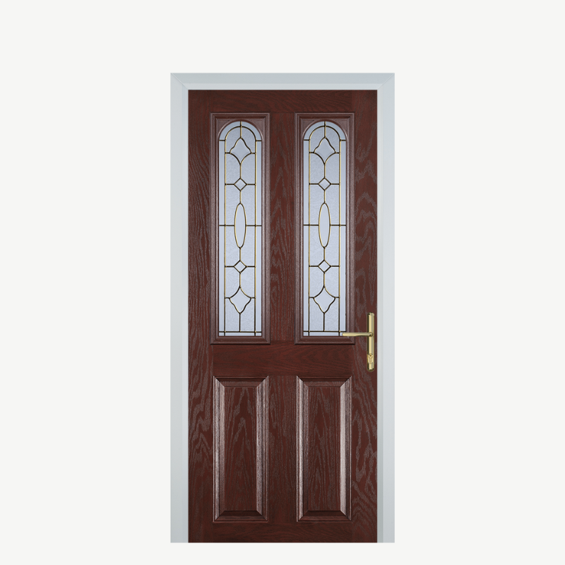 Door A 2 Panel 2 Arch Dark Wood Brass Art Clarity image 0
