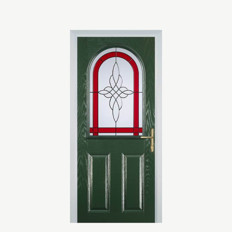 Door E 2 Panel 1 Arch Green Crystal Harmony Red image 0