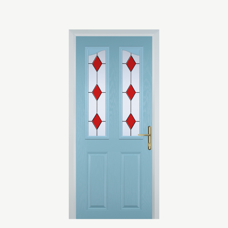 Door B 2 Panel 2 Angle Duck Egg Blue 3 Drop Diamond Red image 0