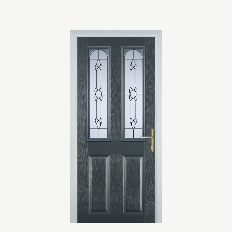 Door A 2 Panel 2 Arch Grey Crystal Bohemia image 0