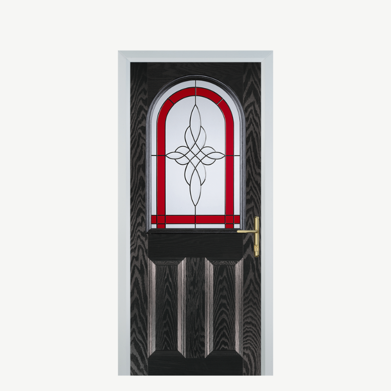 Door E 2 Panel 1 Arch Black Brown Crystal Harmony Red image 0