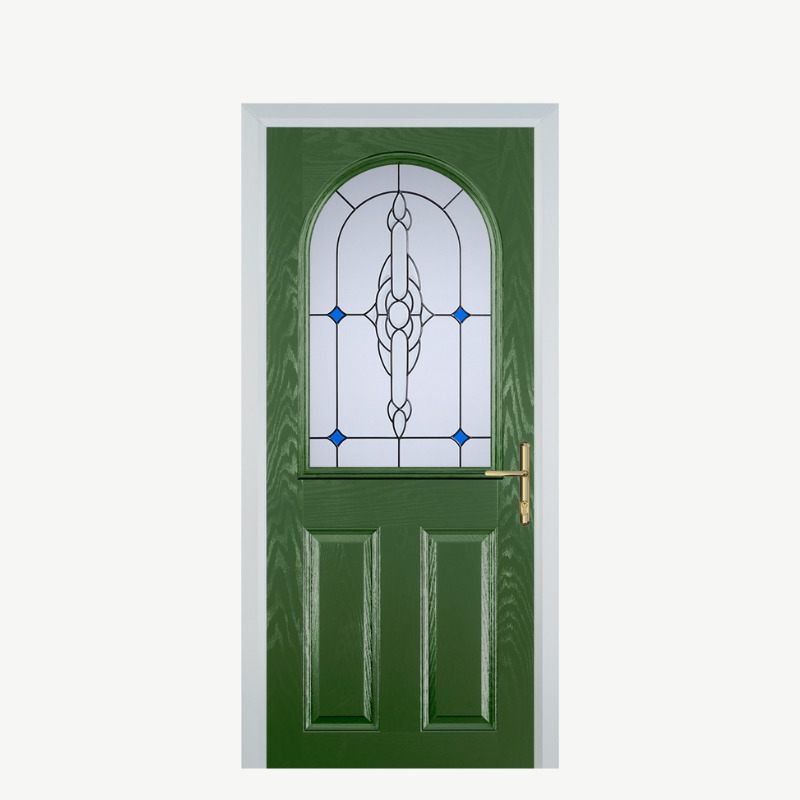 Door E 2 Panel 1 Arch Fern Green Crystal Bohemia Blue image 0