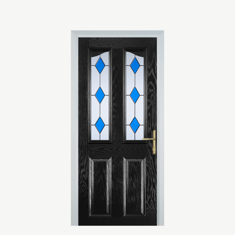 Door B 2 Panel 2 Angle Black 3 Drop Diamond Blue image 0