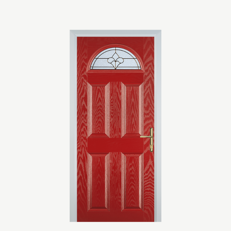 Door D 4 Panel 1 Arch Red Brass Art Clarity image 0