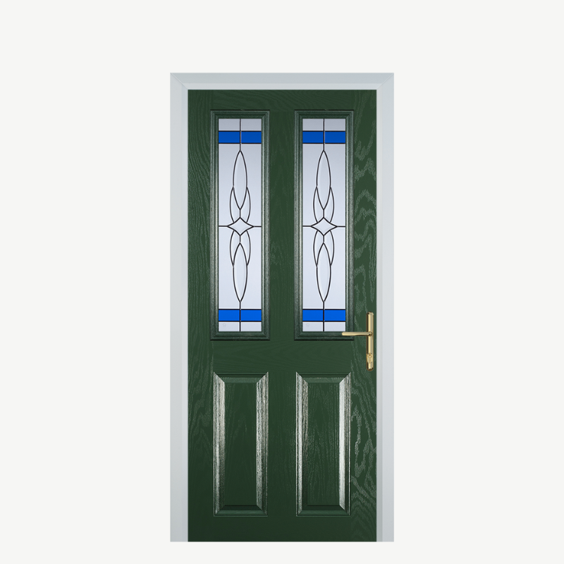 Door C 2 Panel 2 Square Green Crystal Harmony Blue image 0