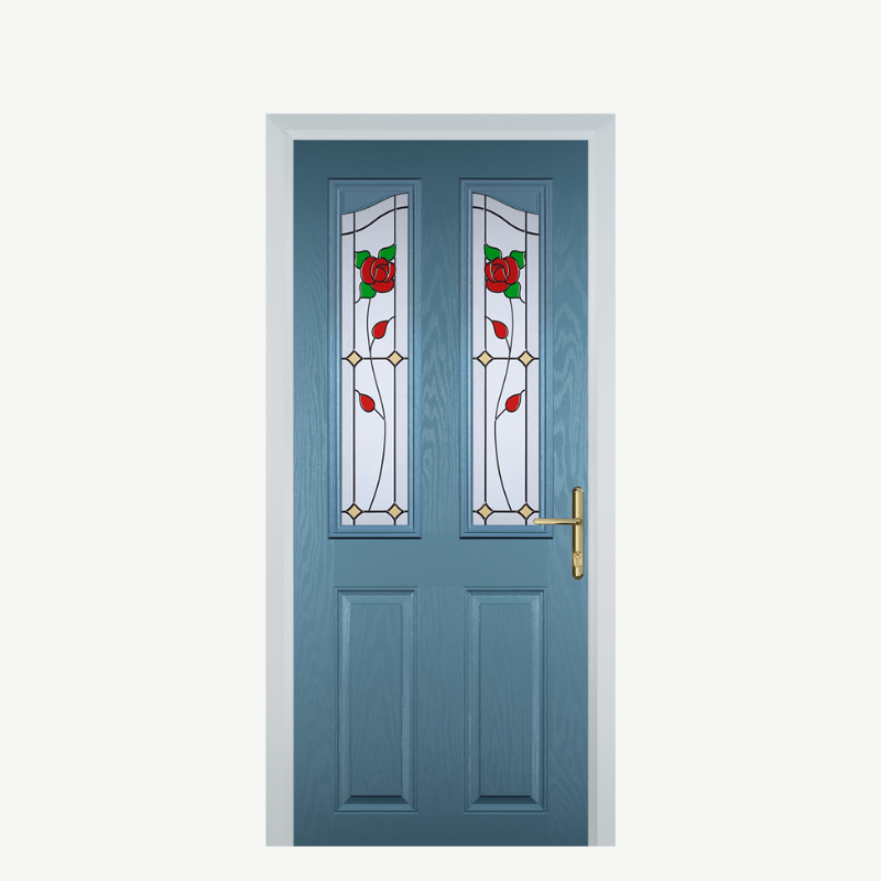 Door B 2 Panel 2 Angle Pastel Blue English Rose image 0
