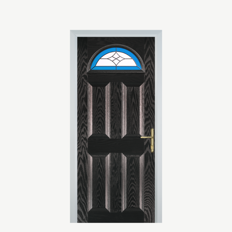 Door D 4 Panel 1 Arch Black Brown Crystal Harmony Blue image 0