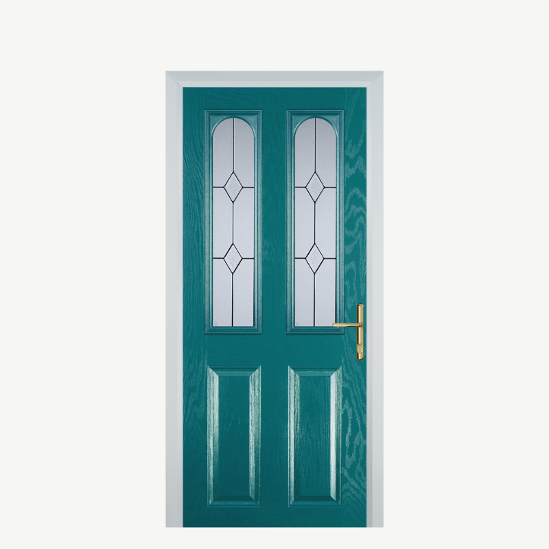 Door A 2 Panel 2 Arch Turquoise Blue Classic image 0