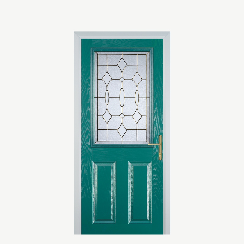 Door F 2 Panel 1 Square Turquoise Blue Brass Art Clarity image 0