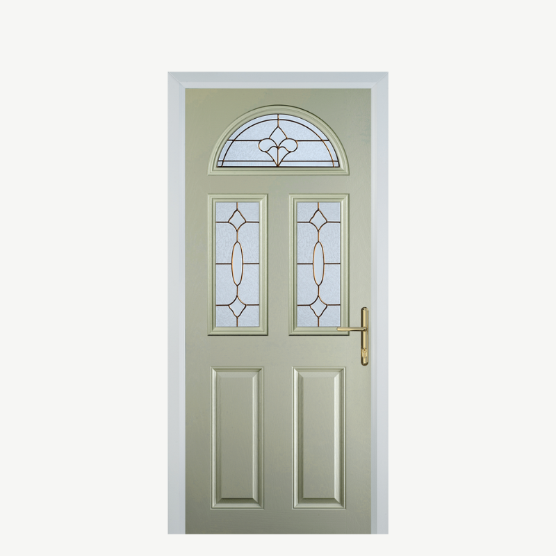 Door G 2 Panel 1 Arch Pebble Grey Brass Art Clarity image 0