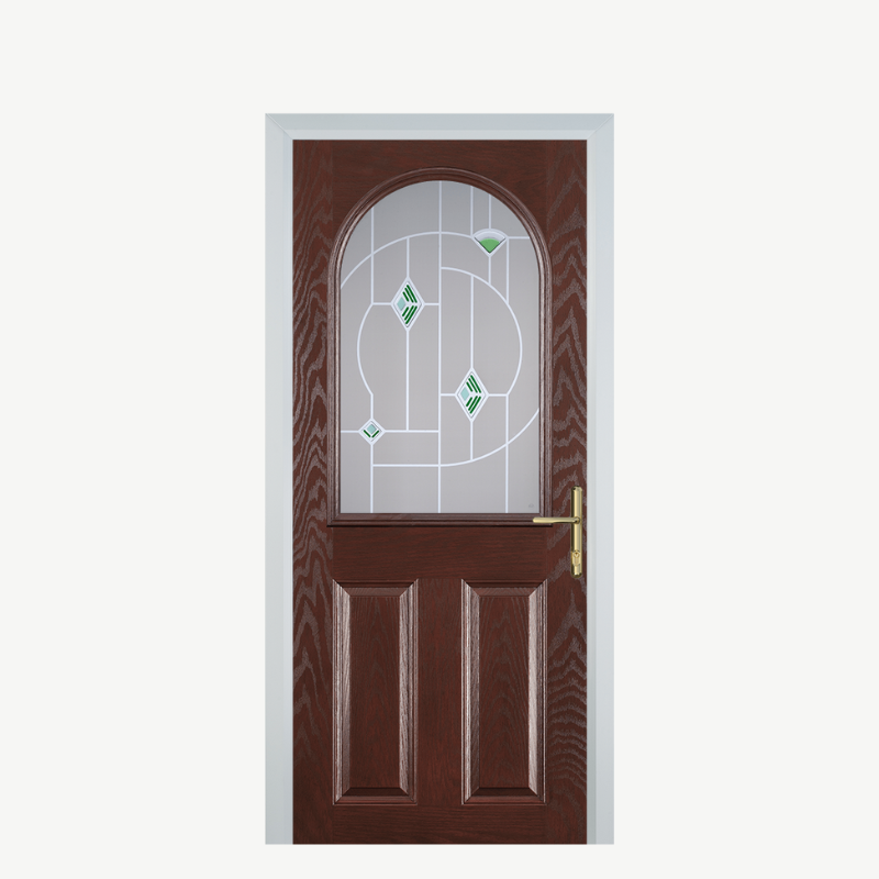 Door E 2 Panel 1 Arch Dark Wood Murano Green image 0