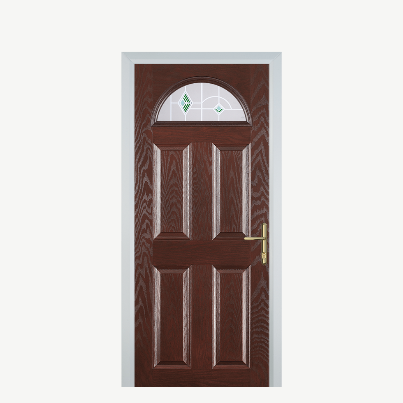 Door D 4 Panel 1 Arch Dark Wood Murano Green image 0