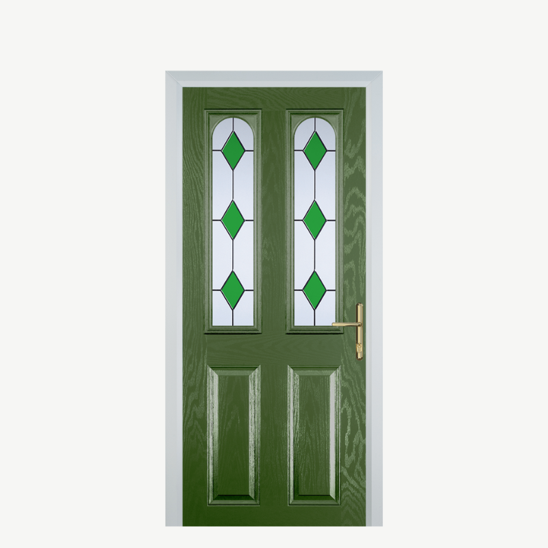 Door A 2 Panel 2 Arch Fern Green 3 Drop Diamond Green image 0