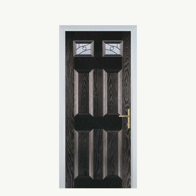DoorI 4 Panel 2 Square Black Brown Zinc Art Abstract image 0