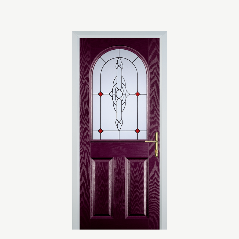 Door E 2 Panel 1 Arch Purple Violet Crystal Bohemia Red image 0