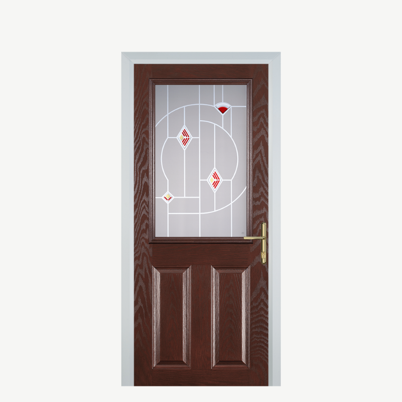 Door F 2 Panel 1 Square Dark Wood Murano Red image 0