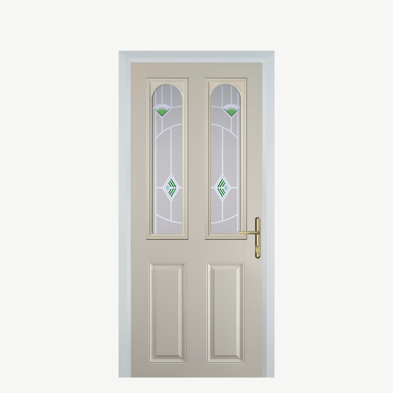 Door A 2 Panel 2 Arch Cream Murano Green image 0