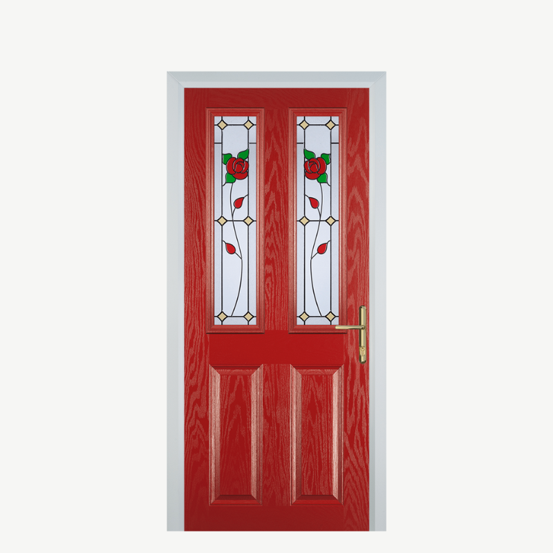 Door C 2 Panel 2 Square Red English Rose image 0
