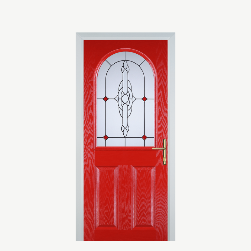 Door E 2 Panel 1 Arch Poppy Red (High Gloss) Crystal Bohemia Red image 0